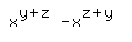 simplify_cartoon%28+x%5E%28y%2Bz%29-x%5E%28z%2By%29+%29