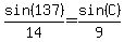 sin%28137%29%2F14=sin%28C%29%2F9