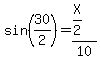 sin%2830%2F2%29=%28X%2F2%29%2F10