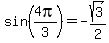 sin%284pi%2F3%29=-sqrt%283%29%2F2