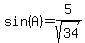 sin%28A%29=5%2Fsqrt%2834%29