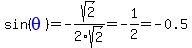 sin%28blue%28theta%29%29=-sqrt%282%29%2F2sqrt%282%29=-1%2F2=-0.5