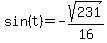 sin%28t%29=-sqrt%28231%29%2F16