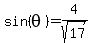 sin%28theta%29=4%2Fsqrt%2817%29