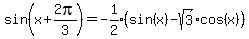 sin%28x%2B2pi%2F3%29+=+expr%28-1%2F2%29%2A%28sin%28x%29-sqrt%283%29%2Acos%28x%29%29