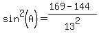 sin%5E2%28A%29=%28169-144%29%2F13%5E2