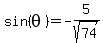 sin+%28theta%29=-5%2Fsqrt%2874%29+