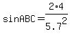 sin+ABC=2%2A4%2F5.7%5E2