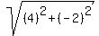 sqrt%28%28%09%094%09%29%5E2%09%2B%09%28%09-2%09%29%5E2%09%29