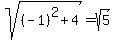sqrt%28%28-1%29%5E2+%2B+4%29+=+sqrt%285%29+