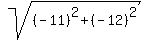 sqrt%28%28-11%29%5E2%2B%28-12%29%5E2%29
