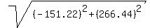 sqrt%28%28-151.22%29%5E2%2B%28266.44%29%5E2%29