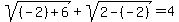 sqrt%28%28-2%29%2B6%29%2Bsqrt%282-%28-2%29%29=4