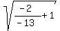 sqrt%28%28-2%29%2F%28-13%29%2B1%29