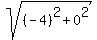 sqrt%28%28-4%29%5E2+%2B+0%5E2%29