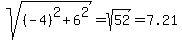 sqrt%28%28-4%29%5E2+%2B+6%5E2%29+=+sqrt%2852%29+=+7.21