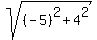 sqrt%28%28-5%29%5E2+%2B+4%5E2%29