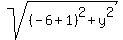 sqrt%28%28-6+%2B+1%29%5E2+%2B+y%5E2%29