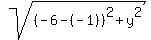 sqrt%28%28-6-%28-1%29%29%5E2+%2B+y%5E2%29
