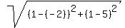 sqrt%28%281+-+%28-2%29%29%5E2+%2B+%281+-+5%29%5E2%29