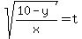 sqrt%28%2810-y%29%2Fx%29=t