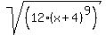 sqrt%28%2812%28x%2B4%29%5E9%29%29