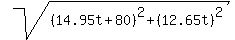 sqrt%28%2814.95t%2B80%29%5E2+%2B+%2812.65t%29%5E2%29