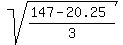 sqrt%28%28147-20.25%29%2F3%29