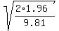 sqrt%28%282%2A1.96%29%2F9.81%29