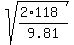 sqrt%28%282%2A118%29%2F9.81%29
