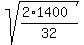 sqrt%28%282%2A1400%29%2F32%29
