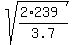 sqrt%28%282%2A239%29%2F3.7%29