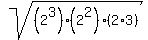 sqrt%28%282%5E3%29%282%5E2%29%282%2A3%29%29