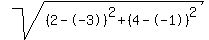 sqrt%28%282--3%29%5E2%2B%284--1%29%5E2%29