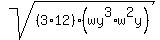 sqrt%28%283%2A12%29%28wy%5E3%2Aw%5E2y%29%29