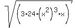 sqrt%28%283%2A24%2A%28x%5E2%29%5E3%2Ax%29%29