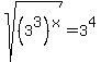 sqrt%28%283%5E3%29%5Ex%29=3%5E4