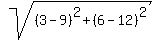 sqrt%28%283-9%29%5E2%2B%286-12%29%5E2%29