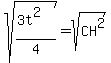sqrt%28%283t%5E2%29%2F4%29=sqrt%28CH%5E2%29