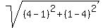 sqrt%28%284-1%29%5E2+%2B+%281-4%29%5E2%29