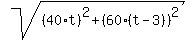 sqrt%28%2840%2At%29%5E2+%2B+%2860%2A%28t-3%29%29%5E2%29