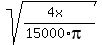 sqrt%28%284x%29%2F%2815000%2Api%29%29