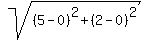 sqrt%28%285-0%29%5E2+%2B+%282-0%29%5E2%29