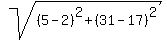 sqrt%28%285-2%29%5E2%2B%2831-17%29%5E2%29