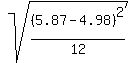 sqrt%28%285.87-4.98%29%5E2%2F12%29