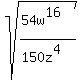 sqrt%28%2854w%5E16%29%2F%28150z%5E4%29%29