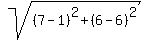 sqrt%28%287-1%29%5E2%2B%286-6%29%5E2%29