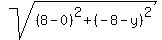 sqrt%28%288-0%29%5E2%2B%28-8-y%29%5E2%29
