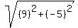sqrt%28%289%29%5E2%2B%28-5%29%5E2%29