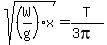 sqrt%28%28W%2Fg%29x%29=T%2F%283pi%29